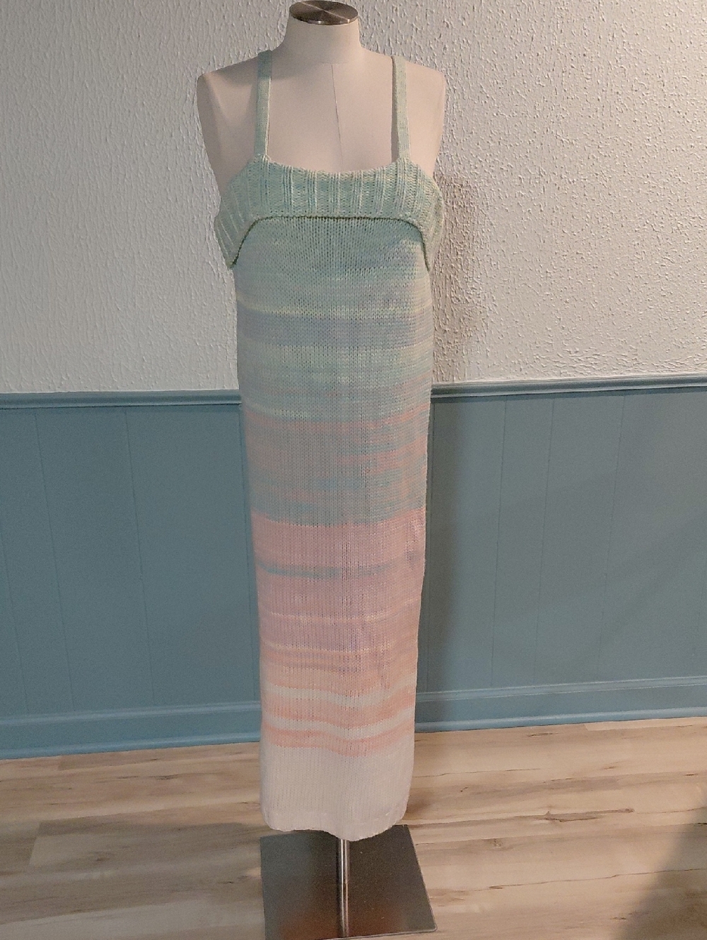 525 America Pastel Mint, Pink & Cream Knit Maxi Dress